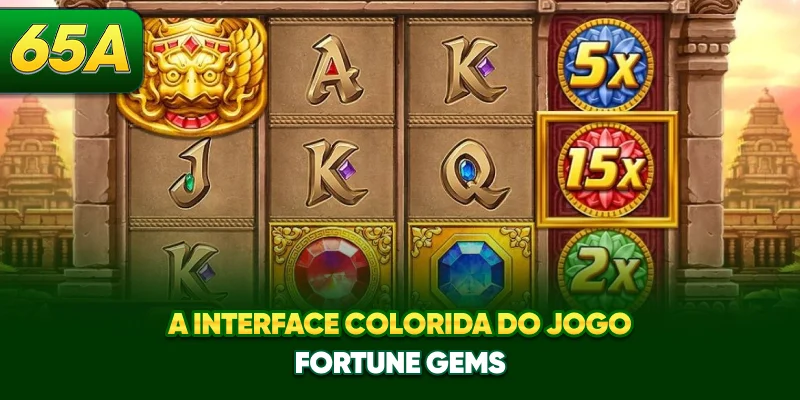 A interface colorida do jogo Fortune Gems